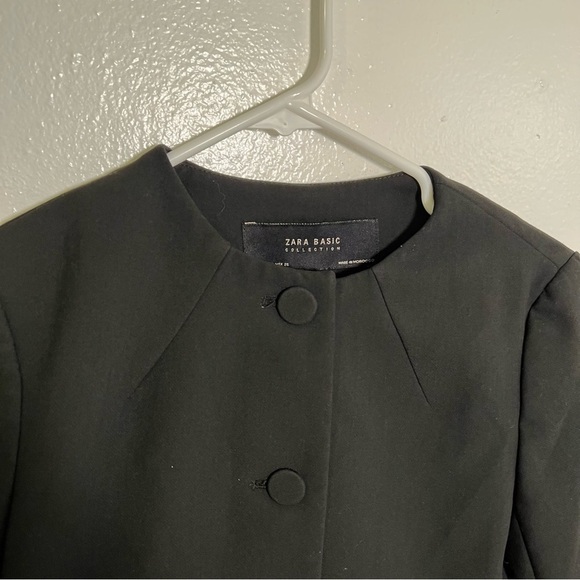 Zara Basic Collection Lace Trim Crop Blazer Black S - Picture 4 of 13